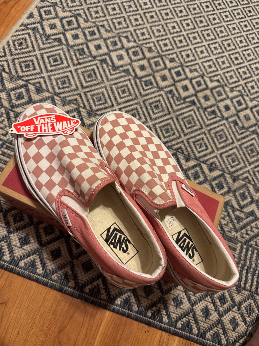 Vans Pink & White Checkerboard Slip-On Sneakers